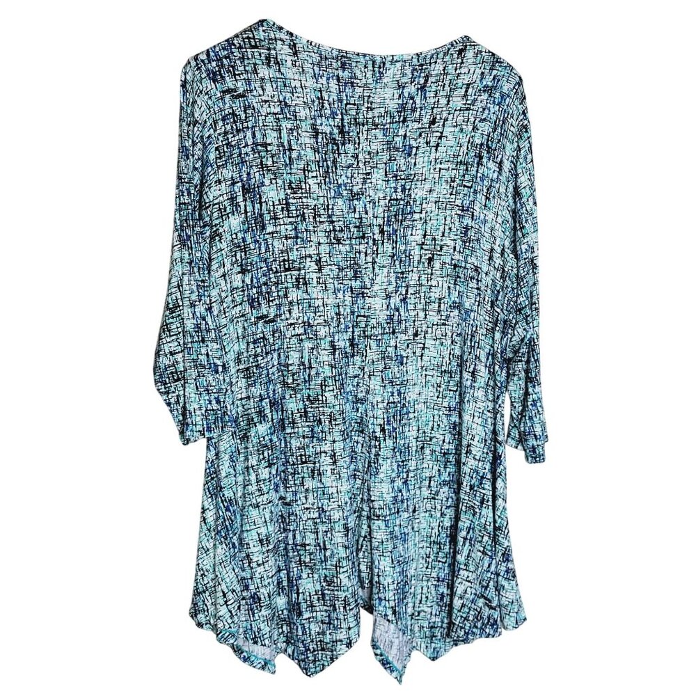 Rose & Olive Womens 3/4 Sleeve Tunic Blue Black White Size 3X - Picture 2 of 7